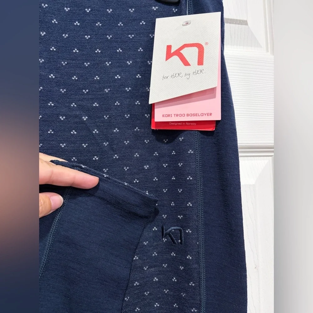 Kari Traa Women's XL Vilma Pants Base Layer Leggings Royal Pattern Blue NWT Ski